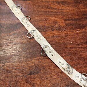 Punk white leather bondage belt